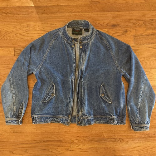 Rare Vintage Abercrombie & Fitch Denim Moto Jacket XL Archival Western Bomber