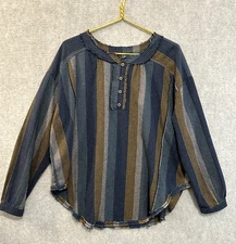 GiGio Tunic Top Womens Medium to 1X Oversized Pinstripe Preppy Boho Academia