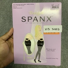 SPANX Butt Boosting Pantyhose Size C Nude Zoned Control Reinforced Toe Bootyfull