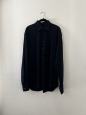 Prada Men’s Button Down Dress Shirt Dark Navy Blue Size 42 Classic Collared
