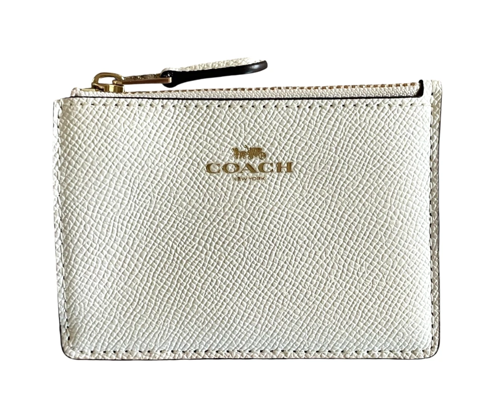 NUEVO CON ETIQUETAS COACH Tiza Cuero Blanco Delgado Mini Estuche de Identificación Portatarjetas de Crédito Llavero Foto 2 de 4