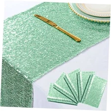  Sequin Table Runner Set of – 13x108 Inch Glitter Linen Table 5 Mint Green