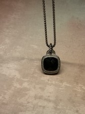 david yurman sterling silver 925 black onyx 20mm necklace 20"