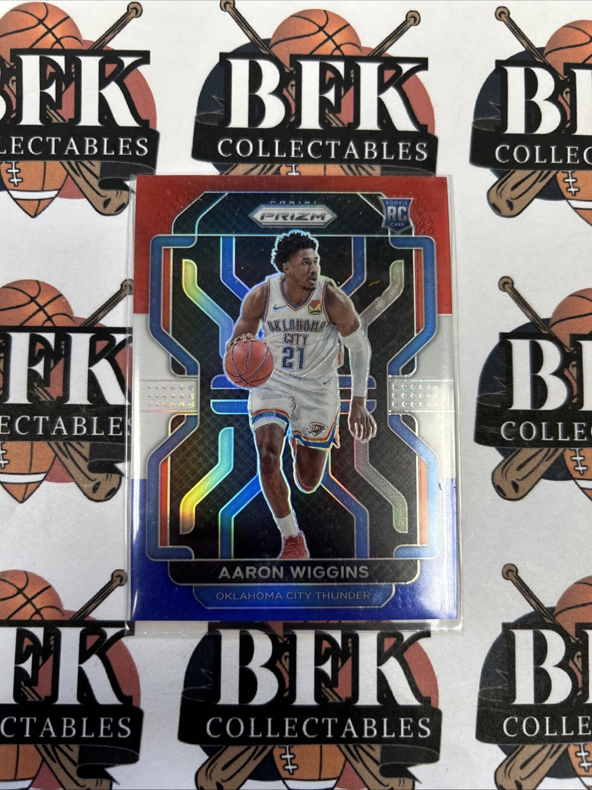 Aaron Wiggins 2021-22 Prizm Red White and Blue Rookie RC #286 Thunder Basketball