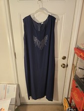 Vintage SB Collection Size 22 Navy Sleeveless Dress With Rinestones