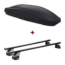 Dachbox G3 Spark 480 + Dachträger Menabo Omega Black für Audi A4 Limousine 8E/B6