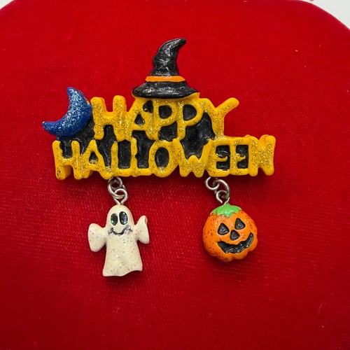 Happy Halloween plastic brooch vintage 90s