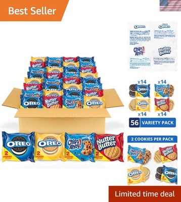 Bulk Cookie Variety Pack: OREO, Golden, CHIPS AHOY! & Nutter Butter - 56 Packs