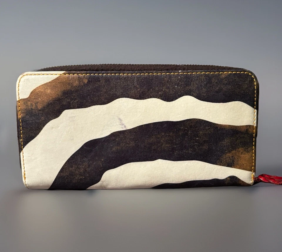 Cartera Dooney & Bourke 1975 vintage a rayas cebra tamaño completo - interior de cuero rojo Foto 4 de 4