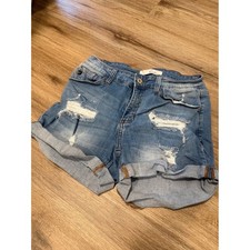 KanCan Distressed Denim Jean Shorts Medium Wash Cuffed Womens Size 27 W7