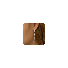 Sterling Silver Dangle Earrings for Women Trendy Cubic Zirconia Long Dangle D...