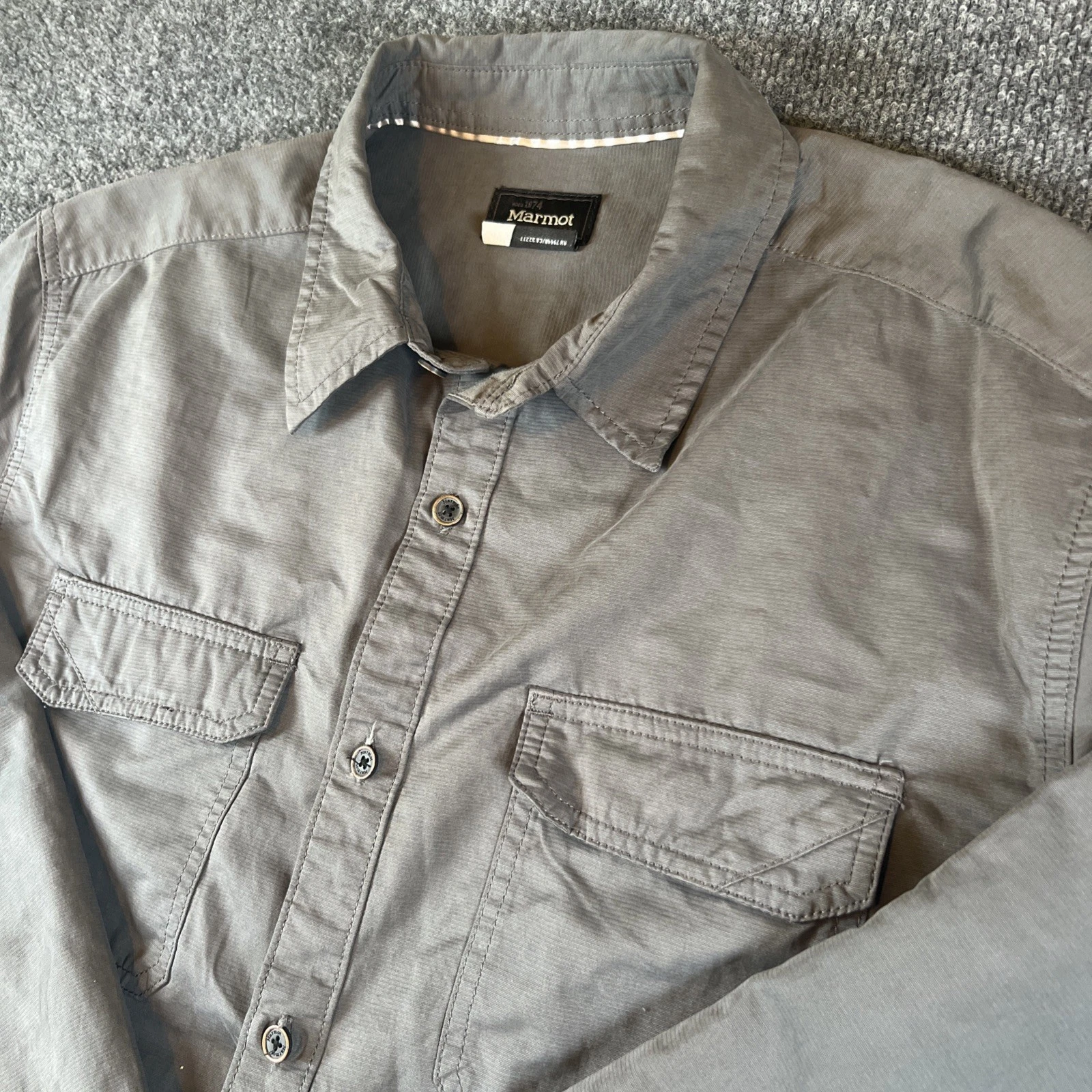 Marmot Castle Peak L/S Button Up Shirt Hiking Outdoor Size XLarge Gray EUC