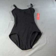 Capezio Strappy Back Camisole Leotard Black Scoop Front Criss-cross Back SZ Med