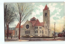 Old Vintage 1910 Postcard Nashua NH Congregational Church