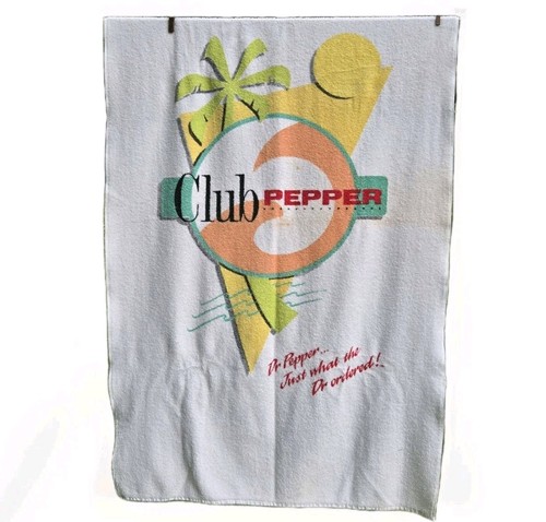Vintage 1980s Dr Pepper Club Pepper Beach Towel Blanket 36x56 Soda Promo