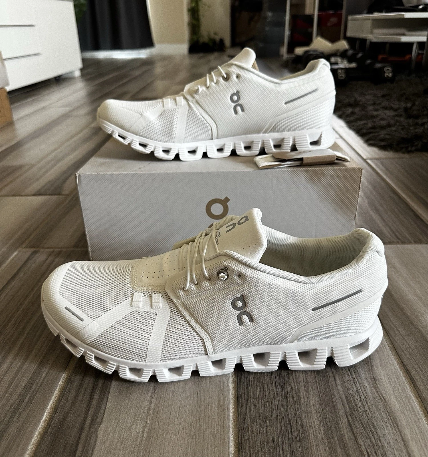 Men's On Cloud Cloud 5 Running Shoes - Undyed-White/White 5998376 - 100% AUTH