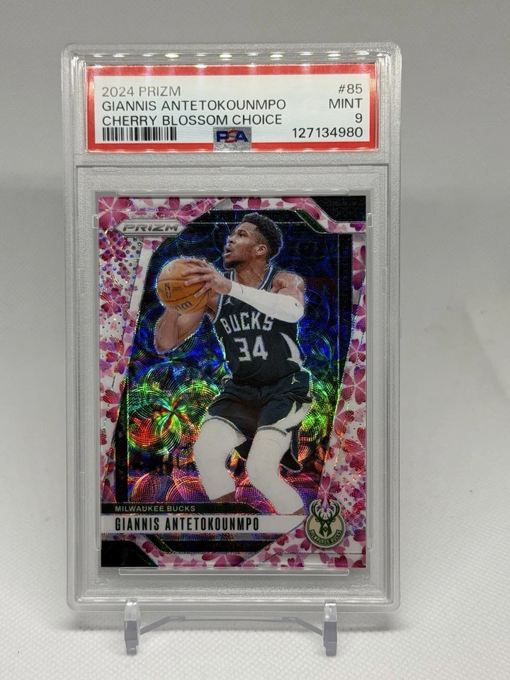 2024 Prizm Cherry Blossom Choice #85 Giannis Antetokounmpo 8/20 PSA 9 MINT POP 3 - Image 4 of 4