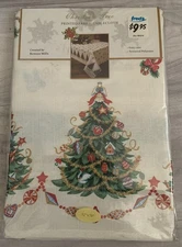 Benson Mills Fabric Tablecloth 52 x 70 Christmas Tree Holiday Vtg New In Pkg