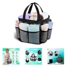 Mesh Shower Caddy with 8 Pockets Portable Hanging Bag for Dorm Room Camping Gym