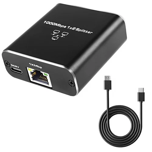 New Network Splitter For 2 PC Laptop Network RJ45 Splitter 1 in 2 out 1000Mbps
