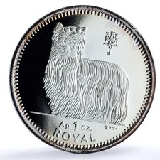 Gibraltar 1 royal Yorkshire Terrier KM-561a Best Friends Dogs silver coin 1997