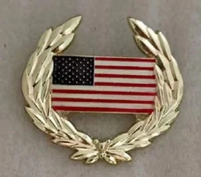 USA AMERICAN FLAG WITH WREATH (1-1/4") Military USA Hat Pin