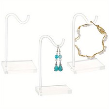 3pcs Acrylic Bracelet Display Stand Clear Hook Shape Watch Display 4.9 inch