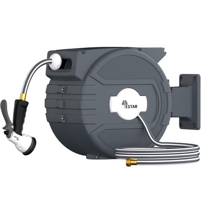 Retractable Garden Hose Reel 1/2 in x82 ft, Garden Water Hose Reel with 7- Fu...