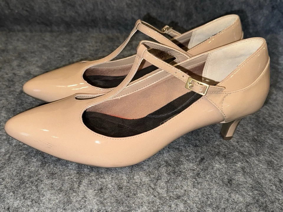 Rockport Women's 8.5 M Pumps Total Motion Shoes Mary Jane T Strap Beige Patent - Image 3 of 4