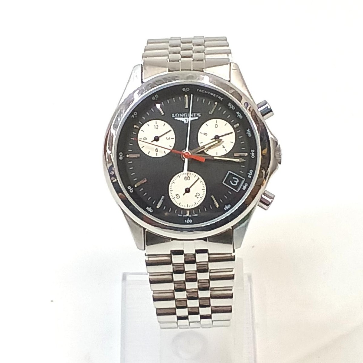 Longines Flagship Chronograph 7281 Reverse Panda Black Dial Quartz