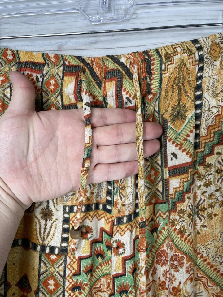 Christian Siriano New York Pants Womens Medium Boho Wide Leg Drawstring Pockets - Image 2 of 4