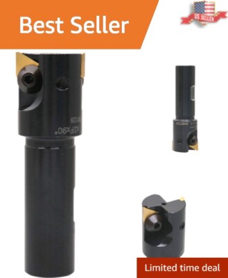 Durable Indexable End Mill with 2 Inserts, 90° Rake Angle for Precision Cutting
