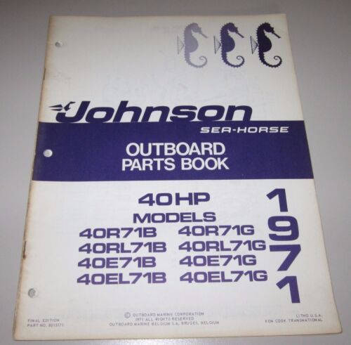 Parts Book Johnson Sea Horse Ersatzteilkatalog 40 HP Models Stand 1971! - Bild 1 von 1