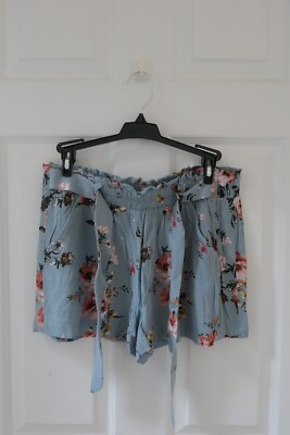 Jolt Blue Fabric Shorts W/ Floral Design Gently Worn Size: L