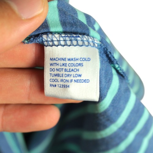 Southern Tide Polo Shirt Mens Medium Blue Striped Pima Cotton Blend Performance - Picture 7 of 11