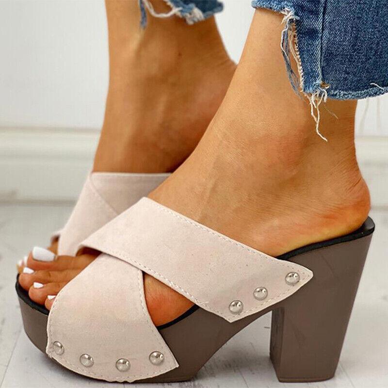 Platform Heeled Sandals for Women - Summer Outdoor Strappy Slippers with High Heel