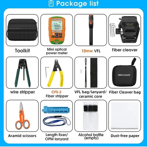 FTTH Glasfaser Werkzeug Kit mit AUA-6C Fiber Cleaver Fiber Stripper Fehlerortungsgerät - Bild 9 von 10