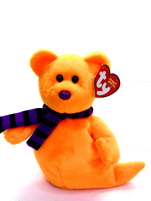 Ty Beanie Babies Orange Bear Ghost 6'' Shivers 2004 Hang Tag