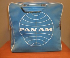 Vintage PAN AM Travel Carry On Bag, Luggage Blue White Trim 12" X 11" X 4" NATCO