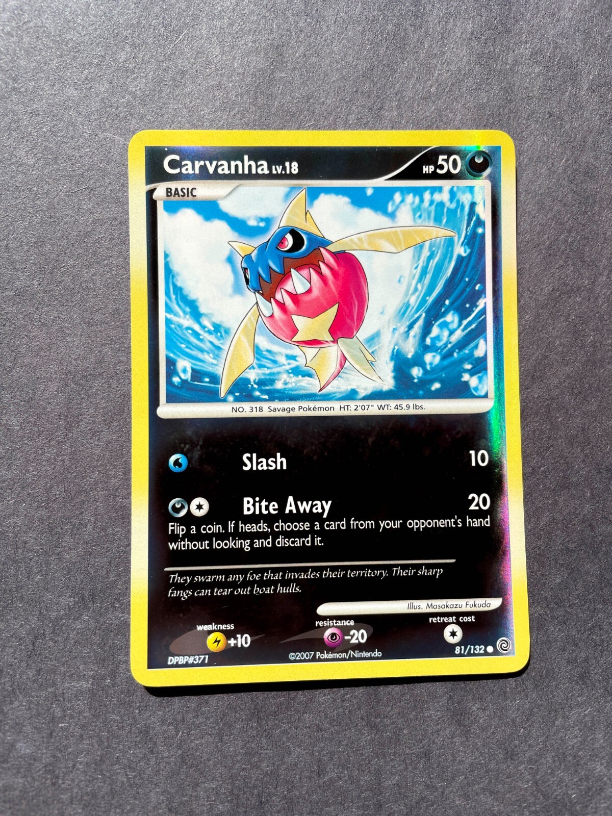 2007 Pokemon Secret Wonders Carvanha 81/132 Reverse Holo Common LP NM