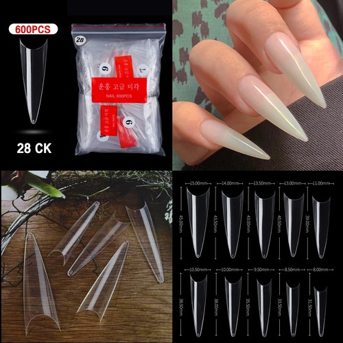 Curve Fake Nails Clear Natural Acrylic Artificial Nail Art Tips 500pcs - Picture 25 of 26
