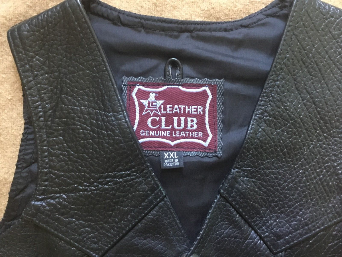 LC Leather Club Genuine Leather Vest Motorcycle Jacket Coat