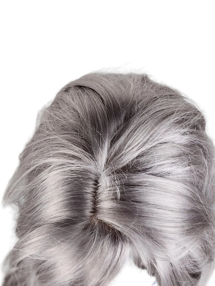 Sepia Straight Curly Gray Silky Wig, Long Layered, Bangs Cosplay 27”L - Image 3 of 4