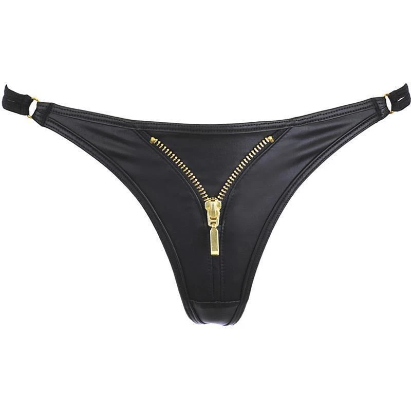 Sexy Axami Damen String-Tanga aus Kunstleder Schwarz #UW473 - Bild 3 von 4