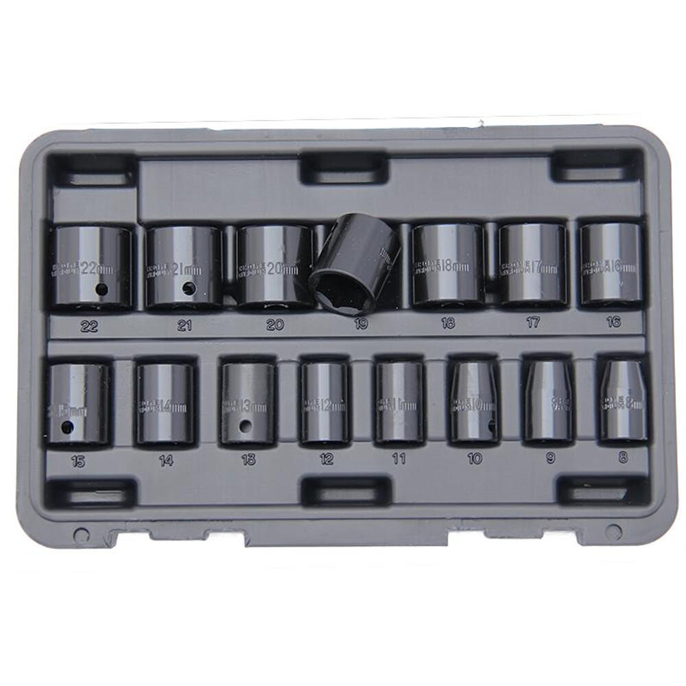 3/8"" Drive Impact Socket Set 15 Pcs 6 Point Franklin Tools TA8015