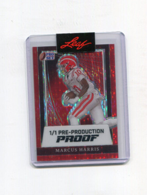 2024 Leaf Pro Set Metal Football Red Pulsar Proof Marcus Harris Rookie 1/1