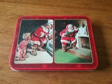 Lot de 2 cartes à jouer vélo vintage Coca Cola Noël avec étain collector