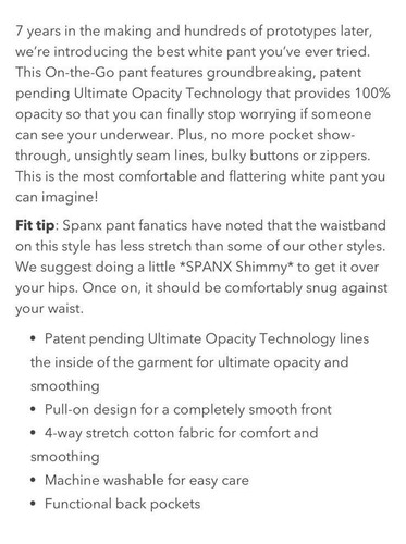 Spanx Hose 20373R On-The-Go Kick Flare Hose Classic Weiß Spanx Größe XL. - Bild 6 von 17