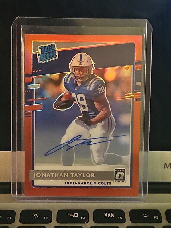 JONATHAN TAYLOR 14/50 Rookie Auto 2020 Donruss Optic RED Rated Rookie Colts