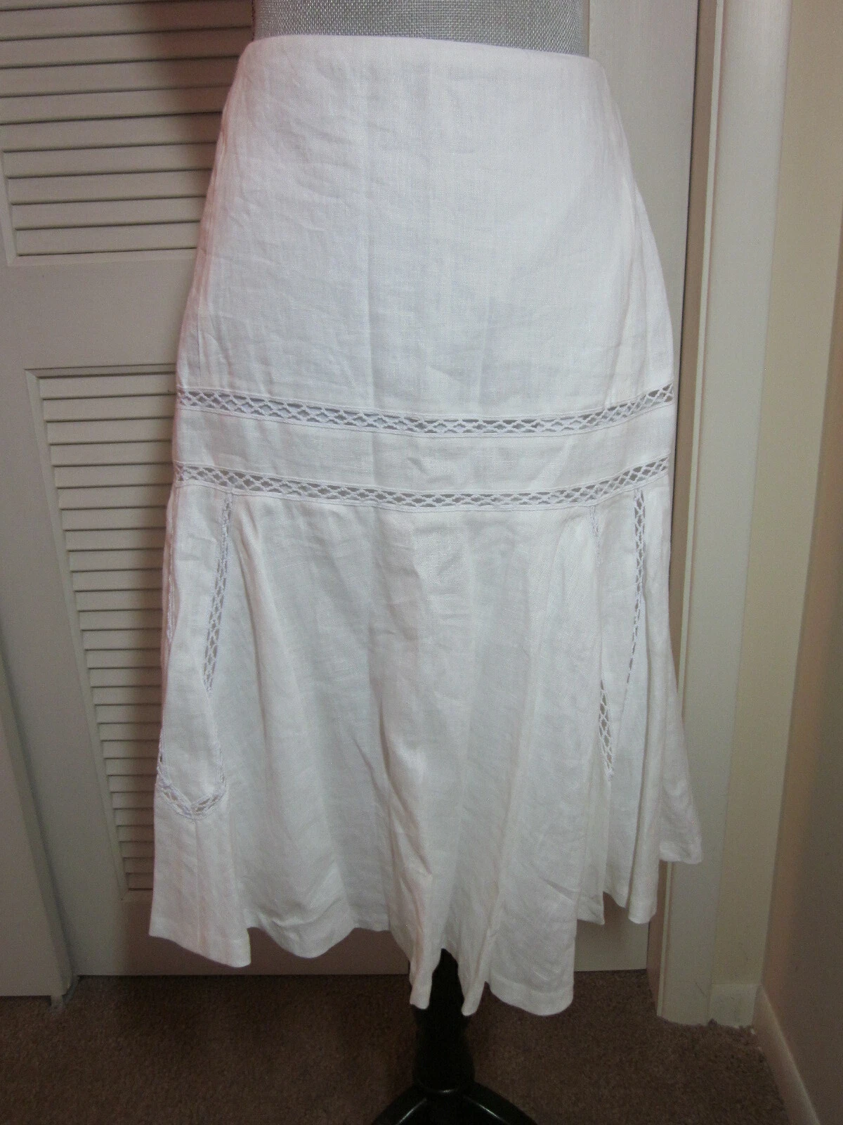 RALPH LAUREN 18 Skirt Linen White with Lace Insert VINTAGE NEW TAG